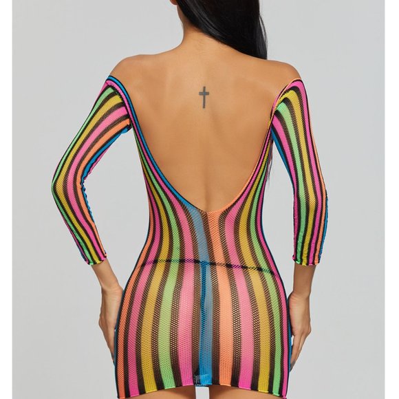 Fun pajamas colorful long-sleeved hip one-piece net suit sexy uniform temptation - Picture 7 of 7